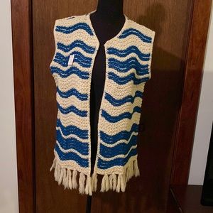 NWT Blue and white/cream Vintage Vest made in Cleveland, Ohio